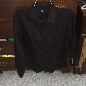 Men's Solid Black Dress Shirt